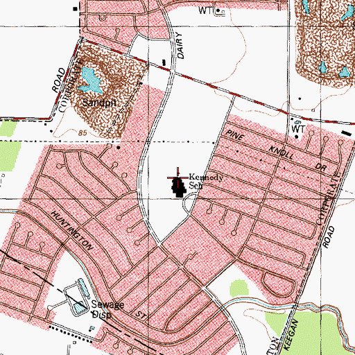 Topographic Map of Michael Kennedy Elementary School, TX
