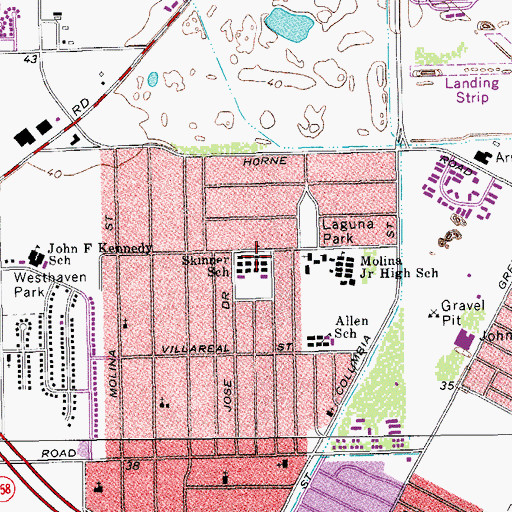 Topographic Map of Skinner Elementary School, TX