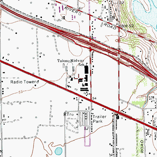 Topographic Map of Tuloso - Midway Primary School, TX