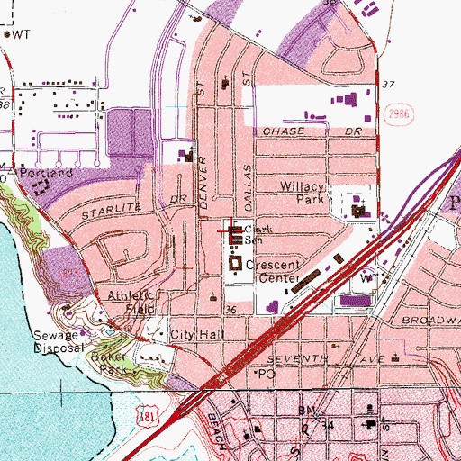 Topographic Map of Clark Elementary School, TX