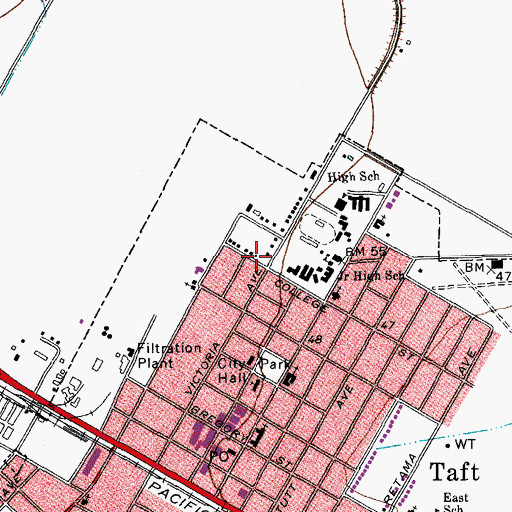 Topographic Map of Taft Alternative Education Campus, TX