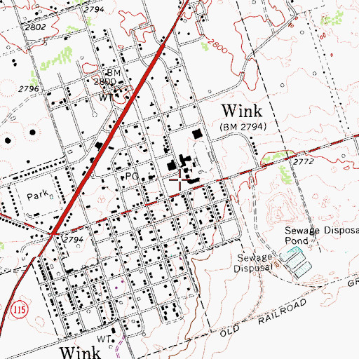 Topographic Map of Wink Elementary School, TX