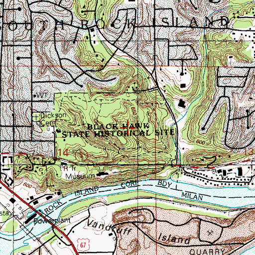 Topographic Map of Black Hawk Forest Nature Preserve, IL