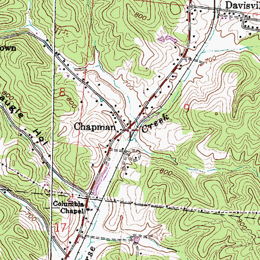 Topographic Map of Chapman Post Office (historical), OH