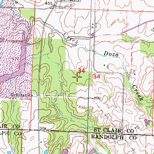 Topographic Map of Marissa Woods Nature Preserve, IL