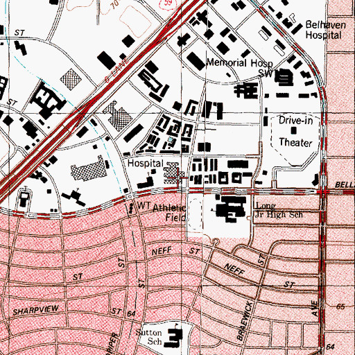 Topographic Map of Sharpstown General Hospital, TX