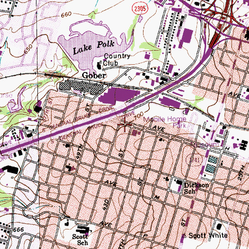 Topographic Map of Immanuel Lutheran Church, TX