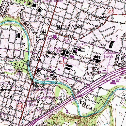 Topographic Map of Belton Church of God in Christ, TX