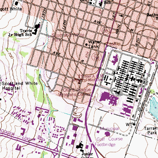 Topographic Map of College Heights Baptist Church, TX