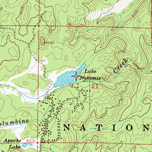 Topographic Map of Nakomis Lake Dam, CO