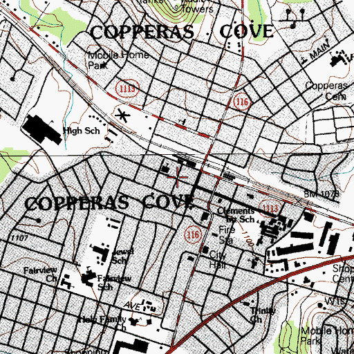 Topographic Map of First Baptist Church of Copperas Cove, TX