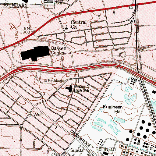 Topographic Map of Saint Pius X Church, TX