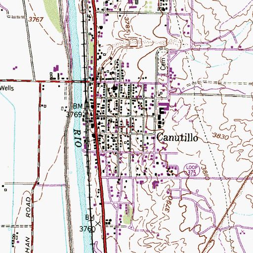 Topographic Map of First Baptist Church of Canutillo, TX