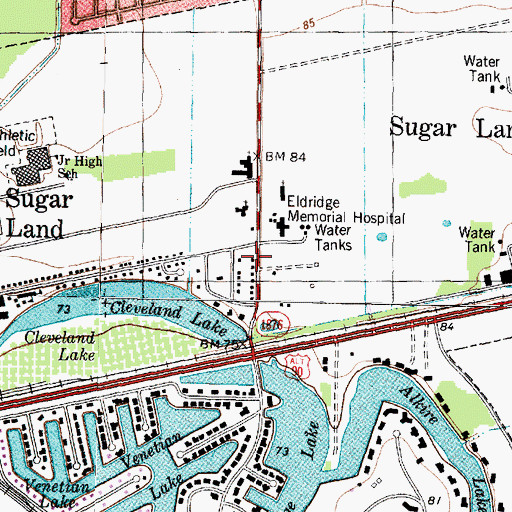 Topographic Map of Sugar Land First United Methodist Church, TX