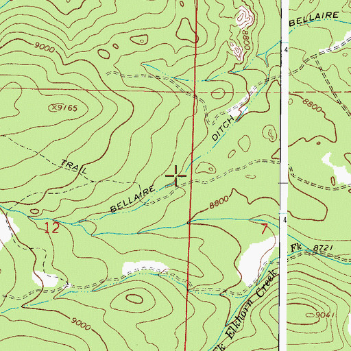Topographic Map of Bellaire Ditch, CO
