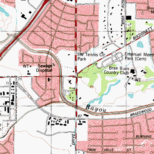 Topographic Map of Church of the Epiphany, TX