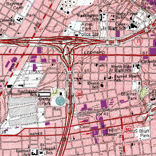 Topographic Map of Iglesia Metodista Unida Church, TX