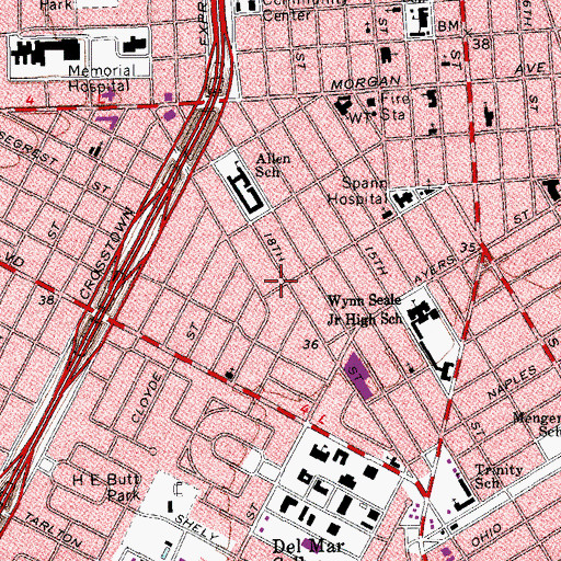 Topographic Map of Eighteenth Street Baptist Church, TX