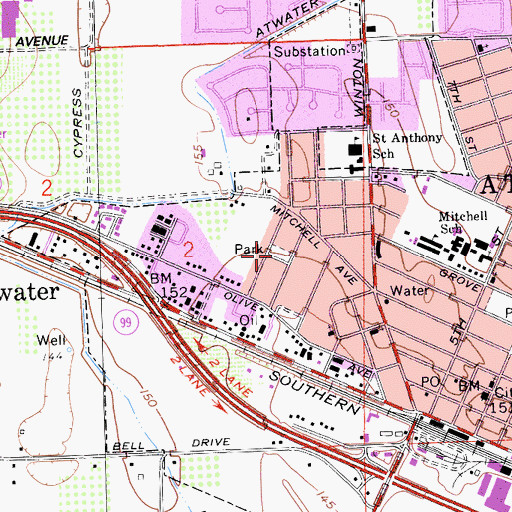 Topographic Map of Heller Park, CA