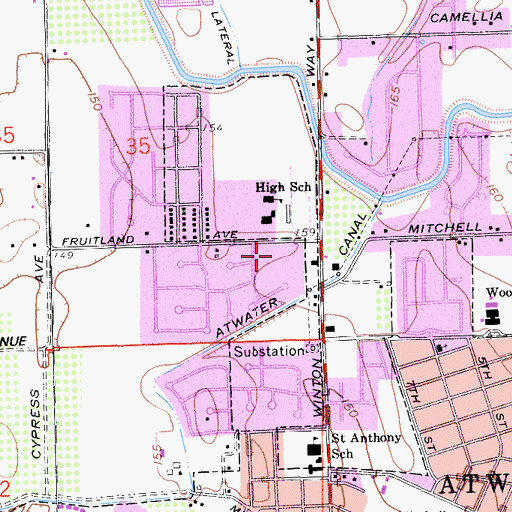 Topographic Map of Fruitland Christian Preschool, CA