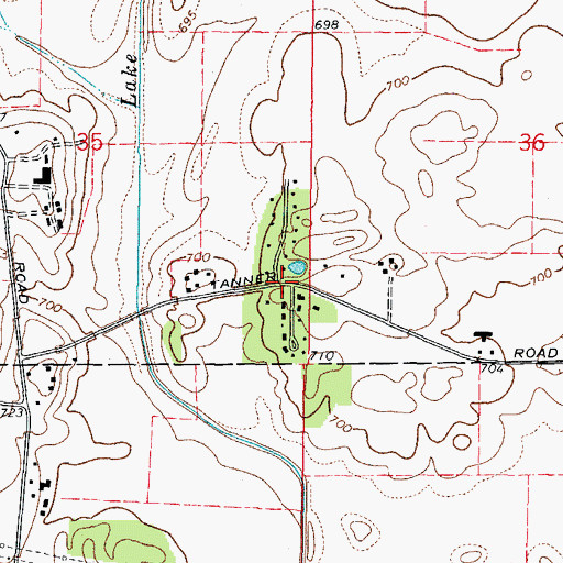 Topographic Map of Tanner Woods, IL