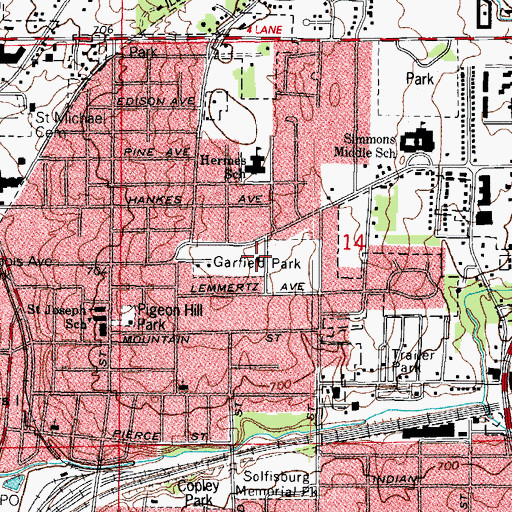 Topographic Map of Aurora Fire Department Station 4, IL