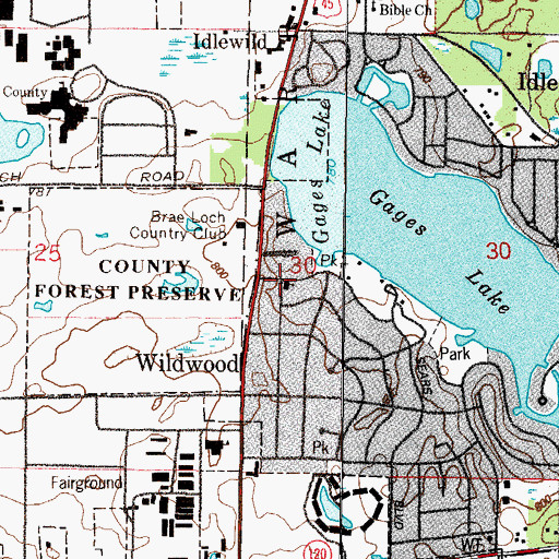 Topographic Map of Wildwood Presbyterian Church, IL