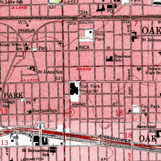Topographic Map of Calvary Memorial Church, IL