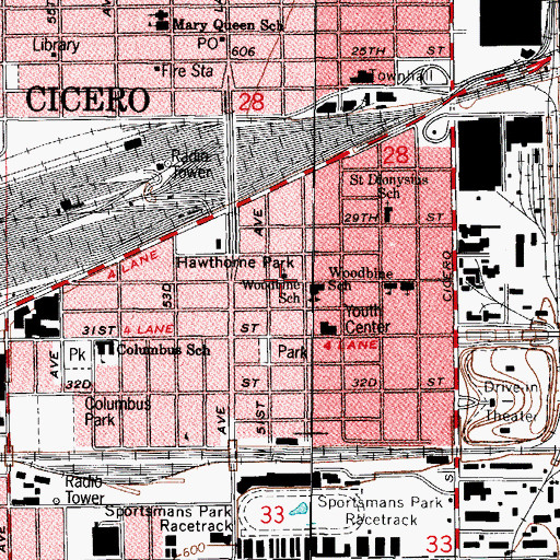 Topographic Map of Cicero Pentecostal Church of Christ, IL