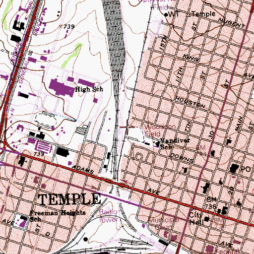 Topographic Map of Woodson Field, TX