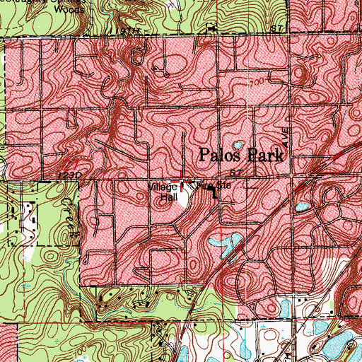 Topographic Map of Palos Park Village Hall, IL