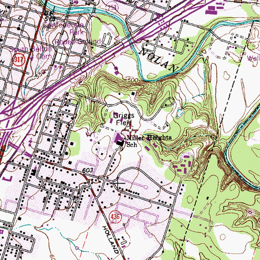 Topographic Map of Griggs Park, TX