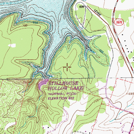Topographic Map of Bluff Park, TX