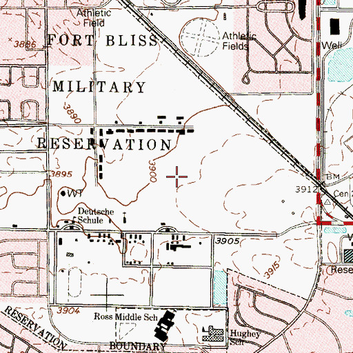 Topographic Map of Abernathy Park at Fort Bliss, TX