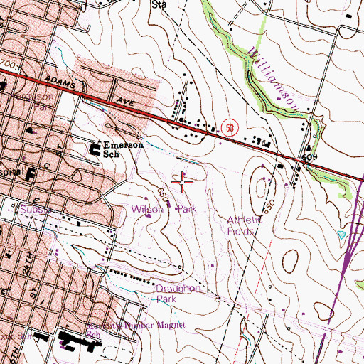 Topographic Map of James Wilson Park, TX