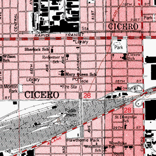 Topographic Map of Cicero Post Office, IL