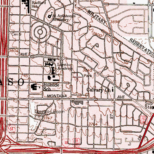 Topographic Map of Mesa Terrace Park, TX