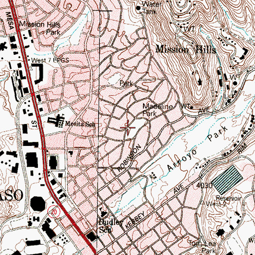Topographic Map of Madeline Park, TX