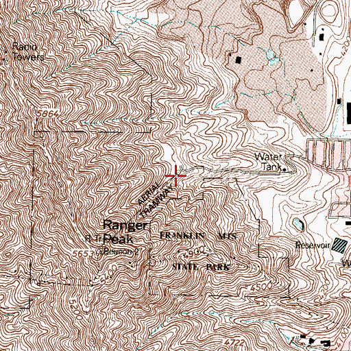 Topographic Map of Wyler Aerial Tramway, TX
