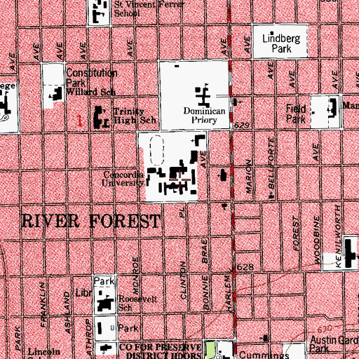 Topographic Map of Brohm Hall, IL