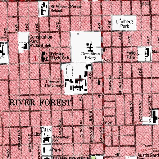 Topographic Map of Kretzmann Hall, IL