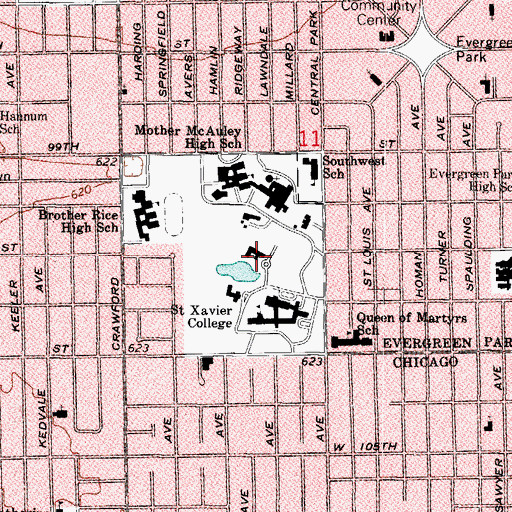 Topographic Map of Regina Hall, IL