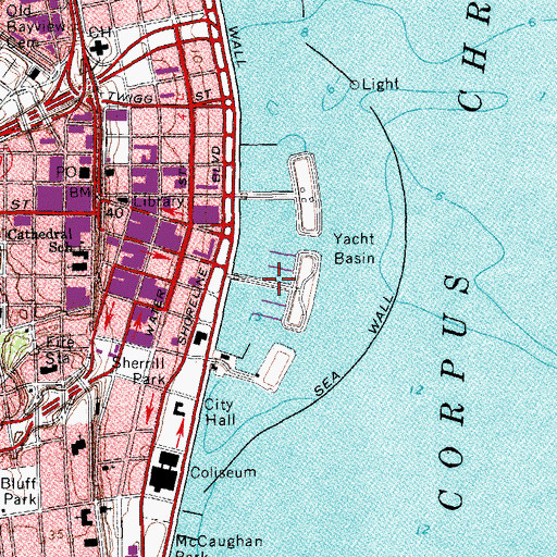Topographic Map of Corpus Christi Municipal+A2 Marina, TX