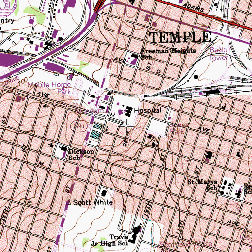 Topographic Map of Barclay-Bryan House, TX