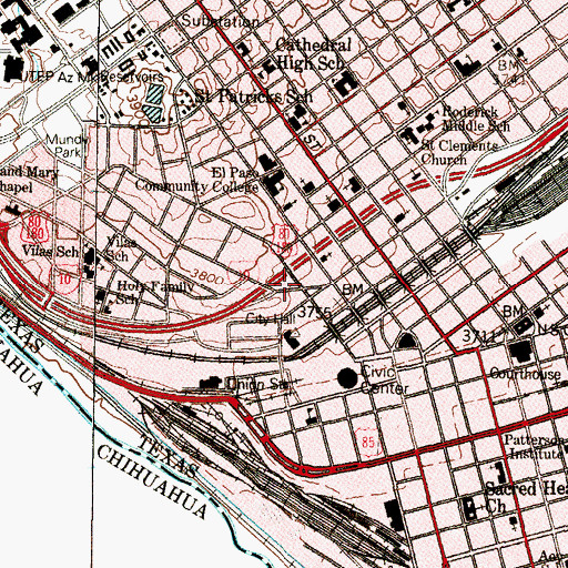 Topographic Map of Old San Francisco Historic District, TX