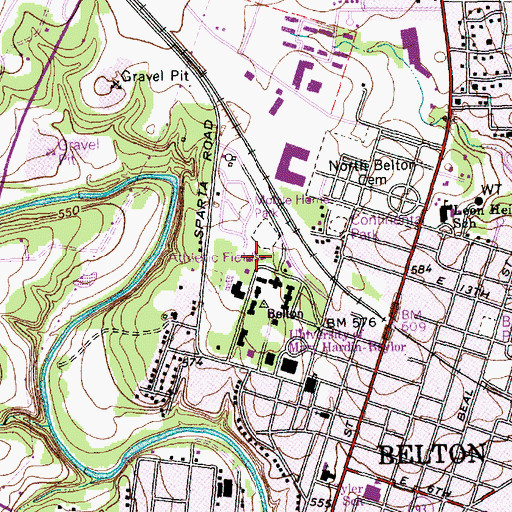 Topographic Map of Baylor Female College Historic District, TX