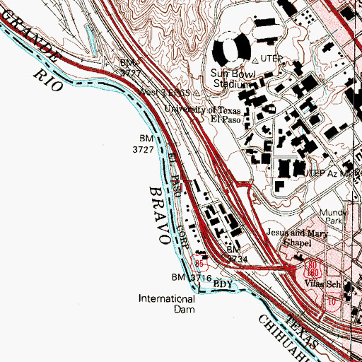 Topographic Map of Old Fort Bliss, TX