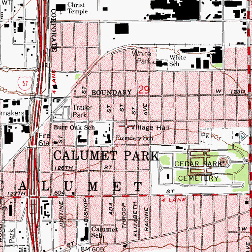 Topographic Map of Calumet Park Village Hall, IL