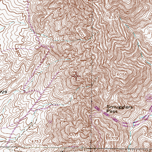 Topographic Map of Franklin Mountains State Park Trail Network, TX