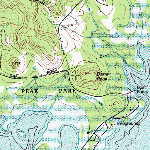 Topographic Map of Dana Peak Park Trail, TX